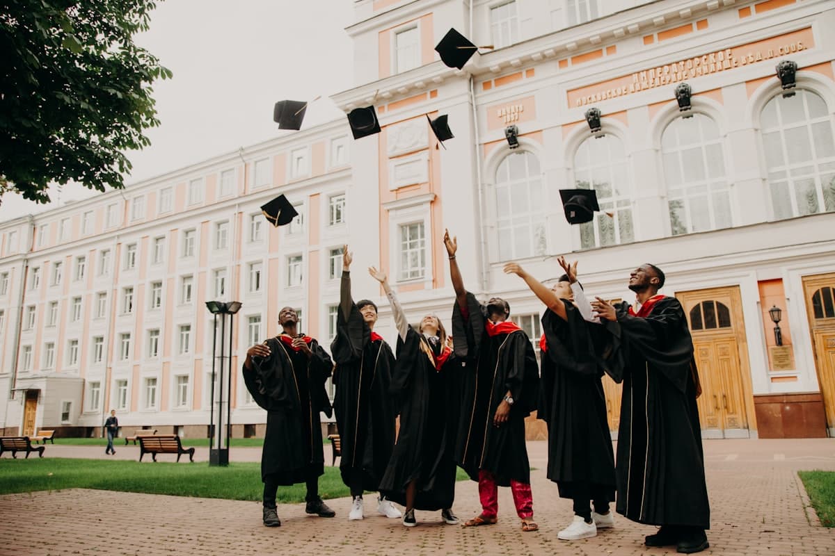University graduate in cap and gown